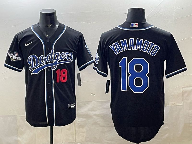 Men 2026 Nike Los Angeles Dodgers #18 Yamamoto Black Game MLB Jersey 039->->